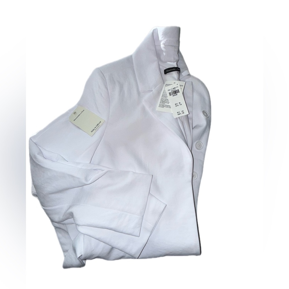 NWT Abercrombie & Fitch White Belted Trench Coat Jacket Medium - Picture 2 of 14